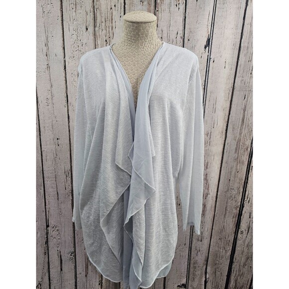 ALK Women's 2X Rosemarine Light Blue Layered Open Front Lightweight Cardigan EUC - Picture 1 of 8